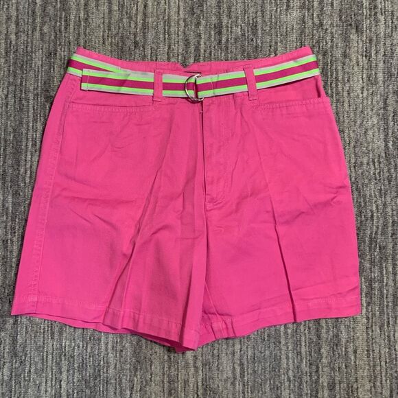 Khakis International Designs Women’s 4 Pink Retro Preppy Sport Belted‎ Shorts - Picture 1 of 8